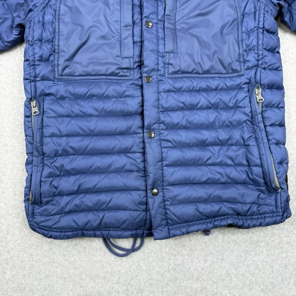 Relwen Jacket Mens Small Blue Puffer Goose‎ Down Quilted Snap Button Outdoors